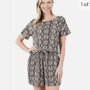 Zenana Outfitters Snake Print Romper